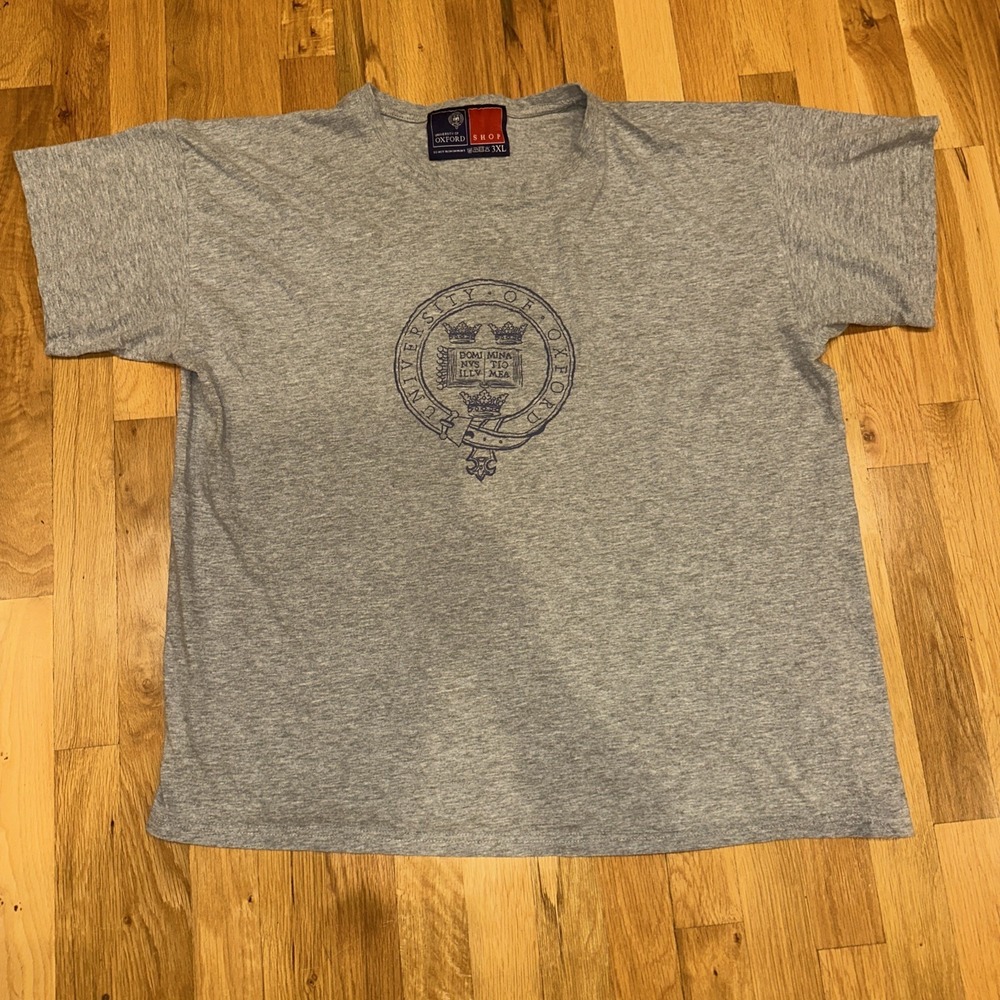 VINTAGE Oxford University T Shirt 3XL Grays/NavyCampus Stores Made in UK England
